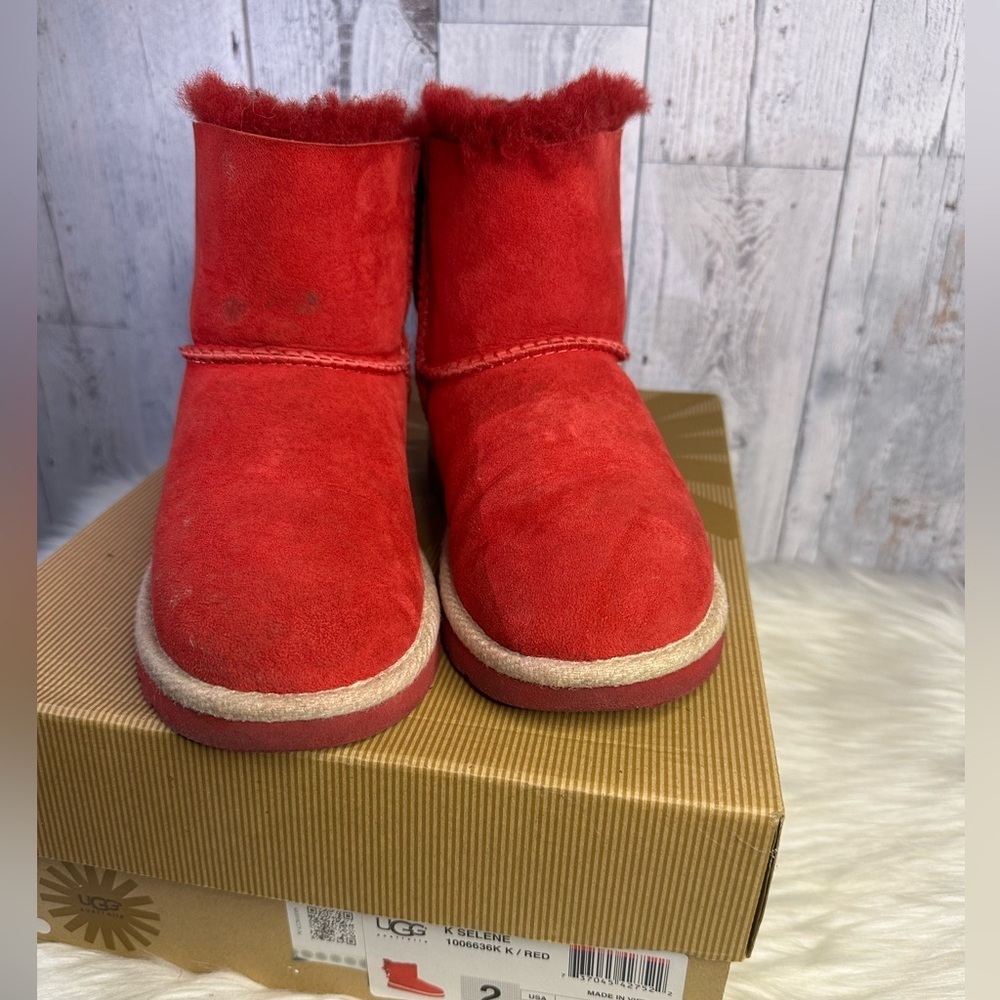 UGG kids selene bow winter boots in red - Picture 3 of 14